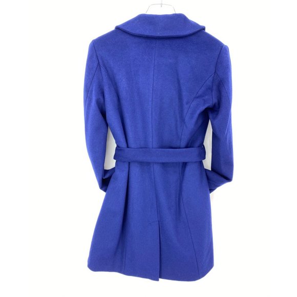 Women’s Blue Andrew Marc Wool Blend Detachable Fox Fur Collar Size 10 - Picture 8 of 12